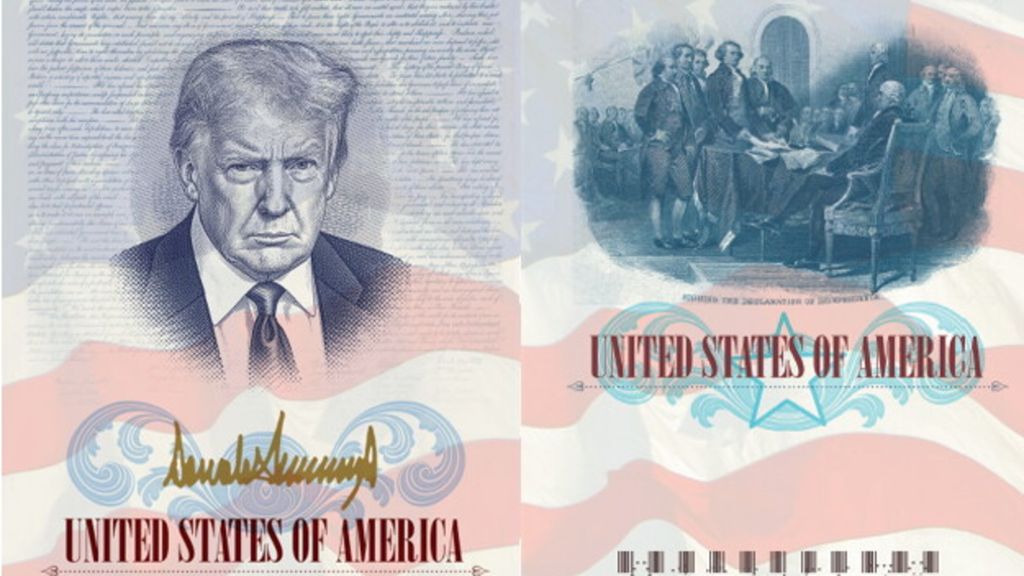 Passaporti Usa con immagine di Trump