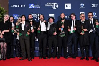 Francesco Sossai, Pierpaolo Capovilla, Sergio Romano durante la cerimonia di premiazione della 71^ edizione dei David di Donatello
