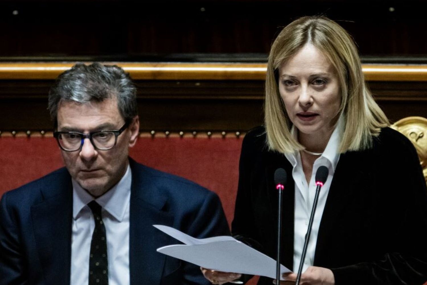 Il premier Giorgia Meloni e il ministro Giancarlo Giorgetti