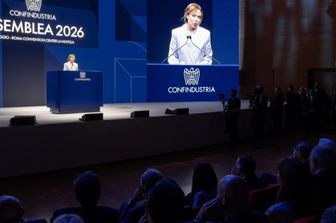 Giorgia Meloni interviene all'assemblea generale di Confindustria 2026 a Roma