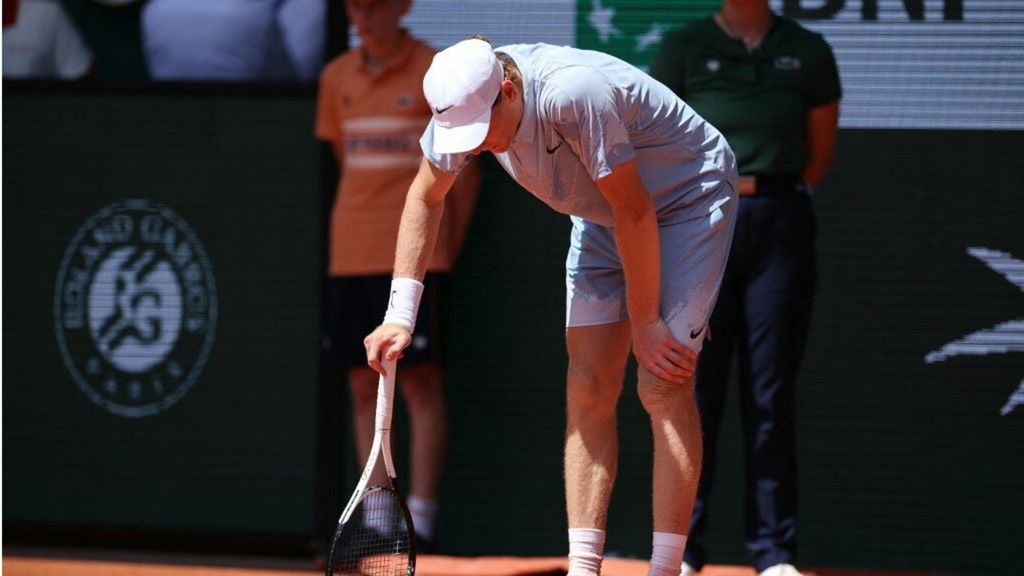 Jannik Sinner nel match contro Cerundolo al Roland Garros