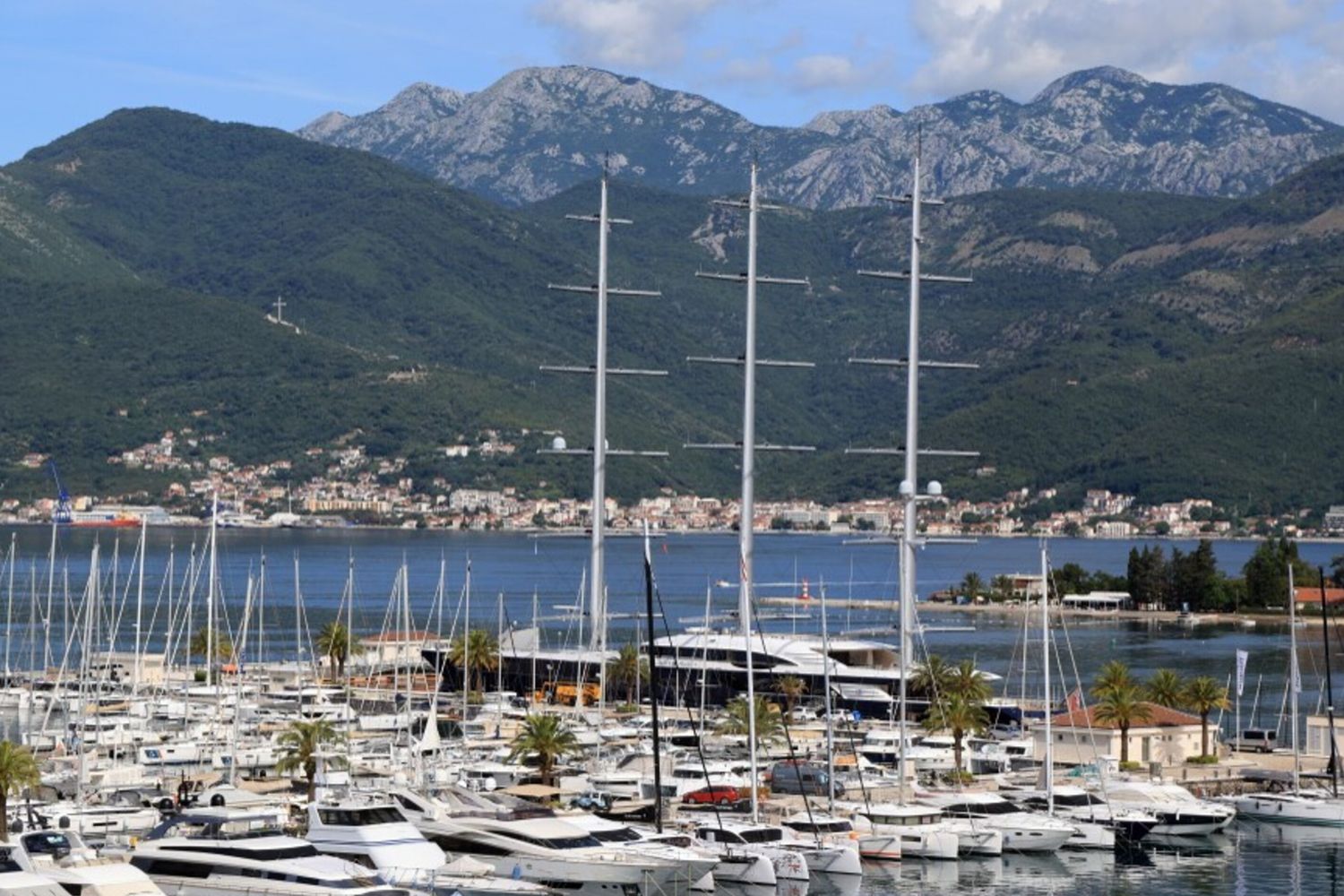Una vista generale del porto di Porto Montenegro a Tivat