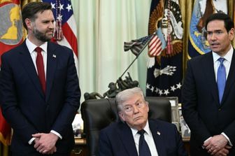 Da sinistra: il vicepresidente JD Vance, Donald Trump e il Segretario di Stato Marco Rubio