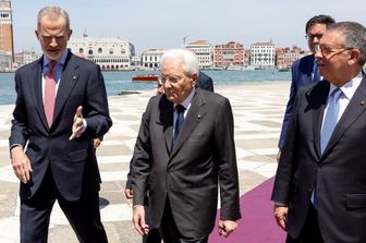 Il Presidente della Repubblica Sergio Mattarella con Felipe VI, Re di Spagna e Antonio José Seguro, Presidente della Repubblica Portoghese, a Venezia, in occasione del XIX Simposio COTEC