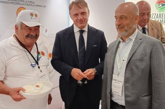 La visita del ministro dell'Agricoltura Francesco Lollobrigida al Consorzio della mozzarella di bufala campana Dop nel 2025