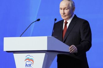 Vladimir Putin al 23esimo Congresso del partito Russia Unita a Mosca il 28 giugno 2026