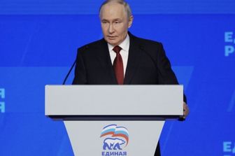 Vladimir Putin durante il 23esimo congresso del partito Russia Unita a Mosca, il 28 giugno 2026