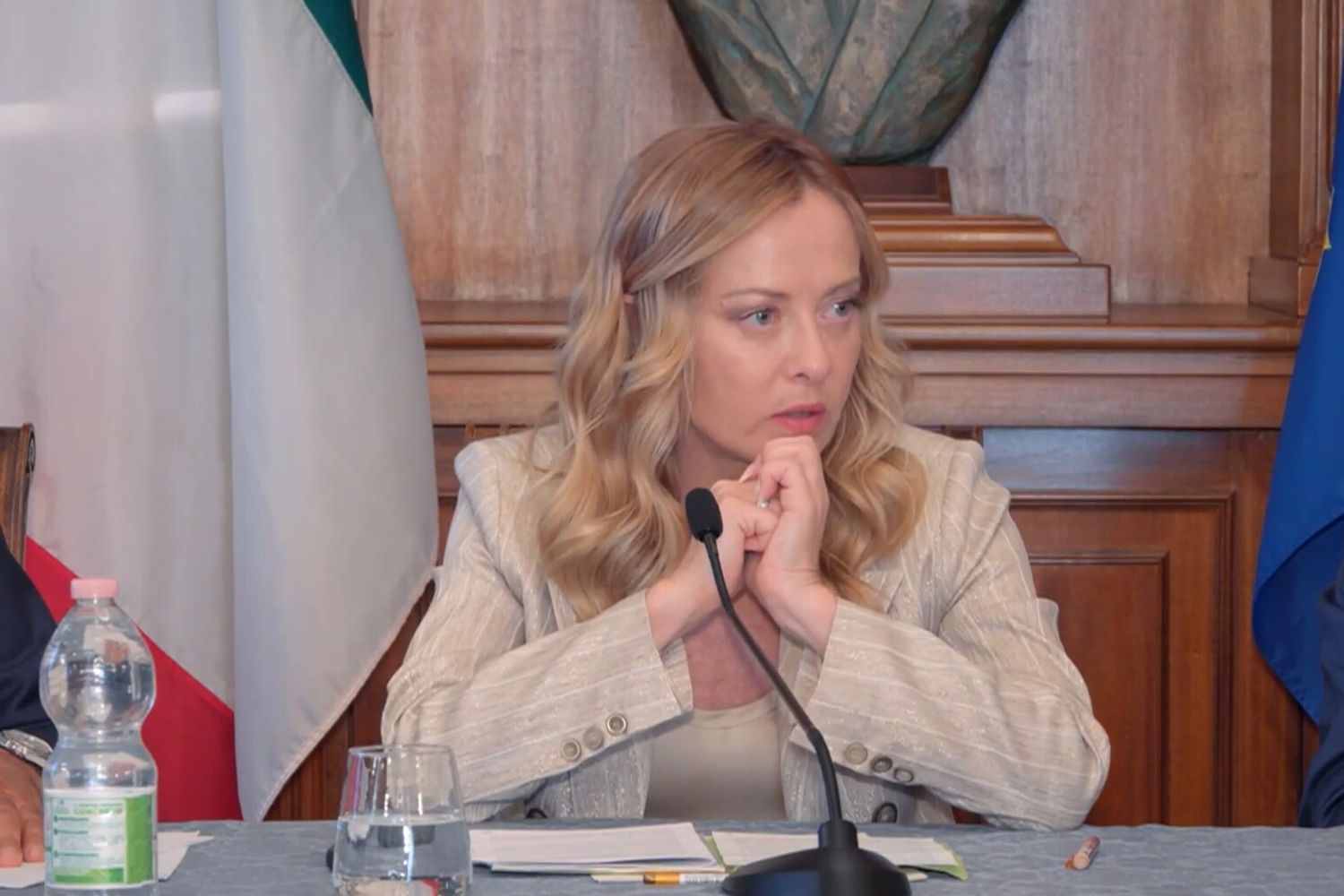 La premier Giorgia Meloni al Comitato provinciale per l'ordine e la sicurezza pubblica a Palermo