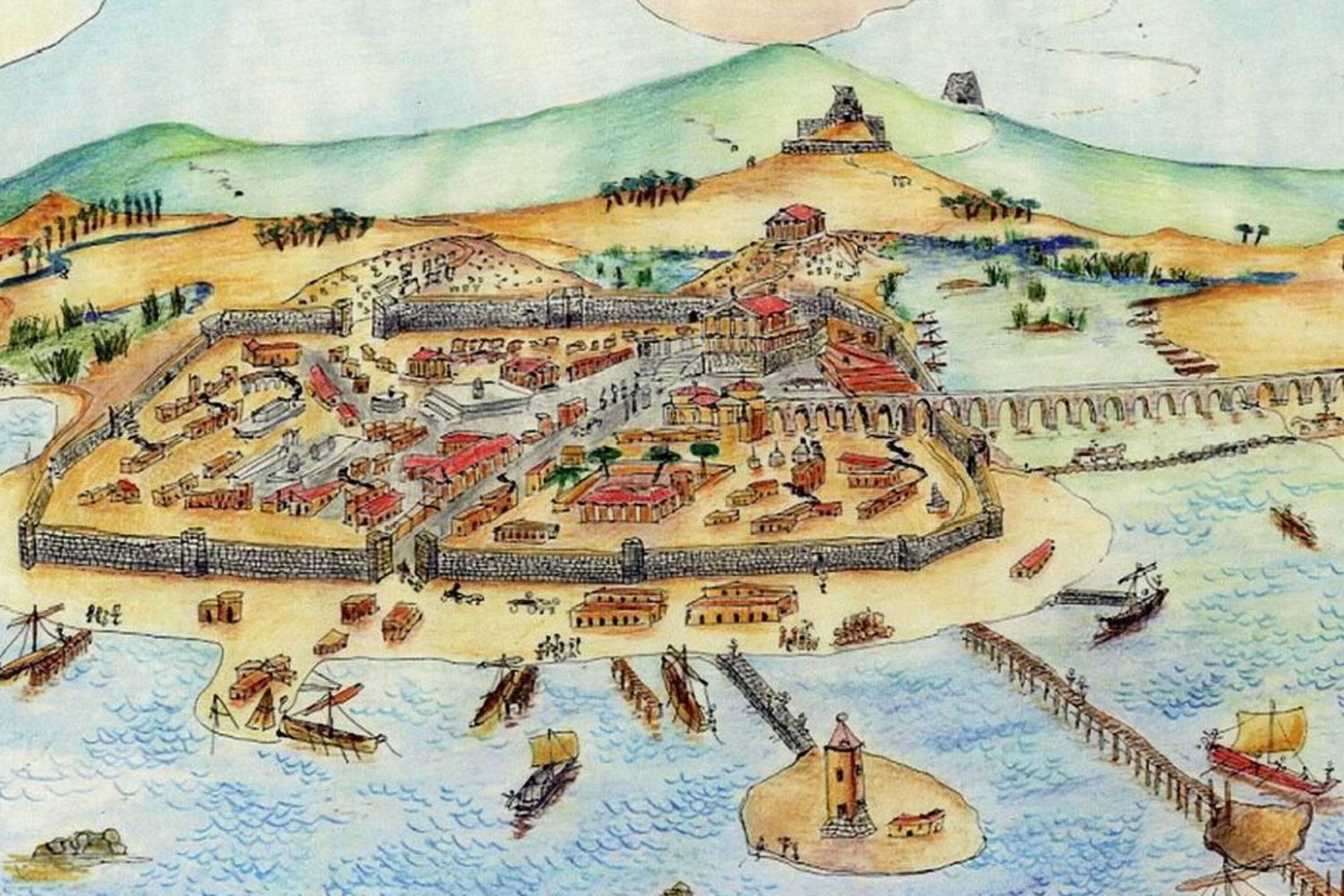 La cartina di Olbia in epoca romana