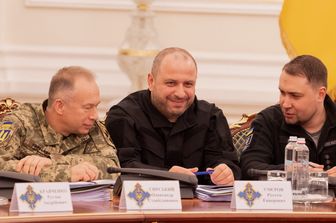 Da sinistra: Oleksandr Syrsky, Rustem Umerov e Kyrylo Budanov