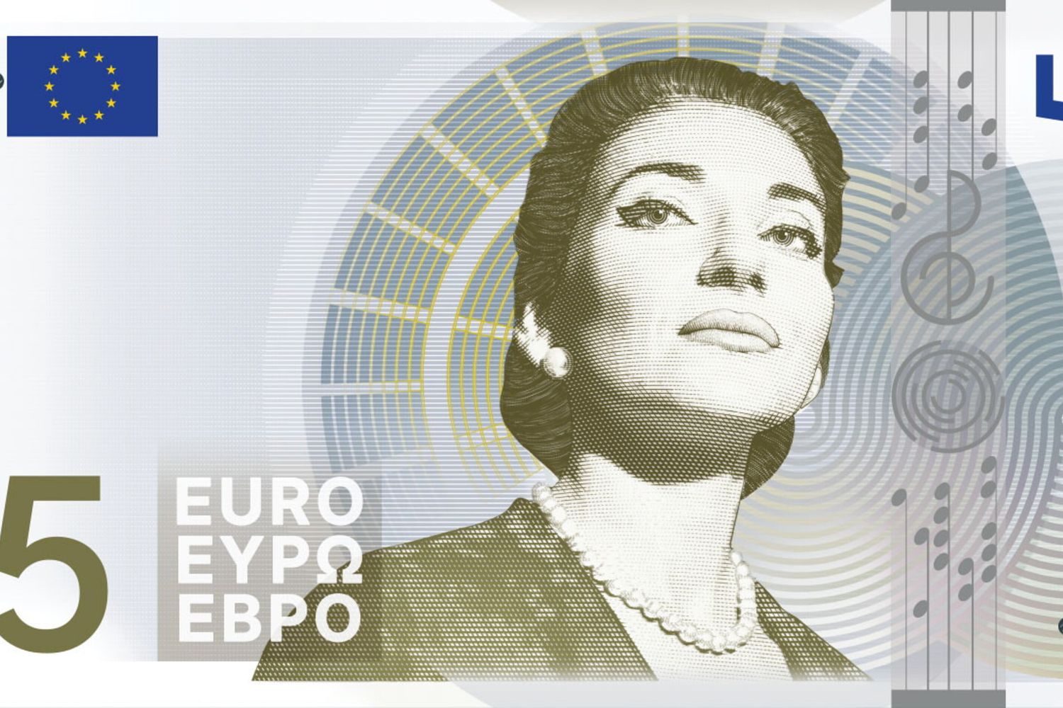La banconota da 5 euro con Maria Callas
