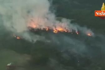 Incendio boschivo a Canossa in provincia di Reggio Emilia, intervento dei Vigili del Fuoco