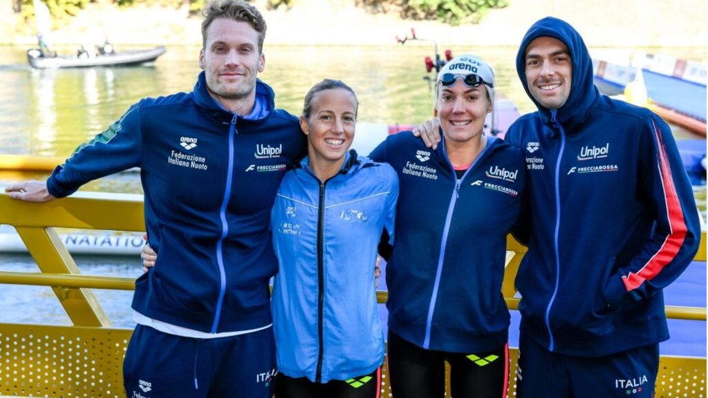 La staffetta 4x1500 metri: Marcello Guidi, Ginevra Taddeucci, Barbara Pozzobon e Gregorio Paltrinieri