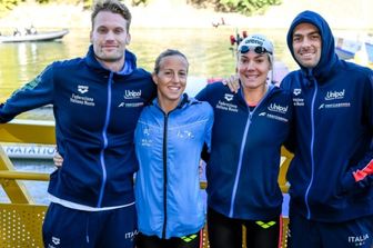 La staffetta 4x1500 metri: Marcello Guidi, Ginevra Taddeucci, Barbara Pozzobon e Gregorio Paltrinieri