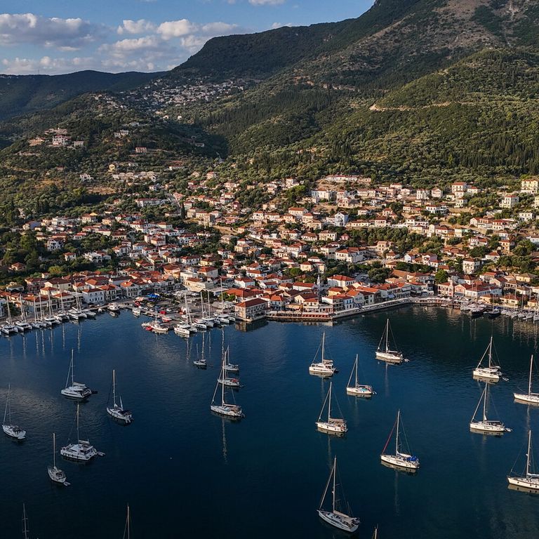 La città di Vathy sull'isola di Itaca
