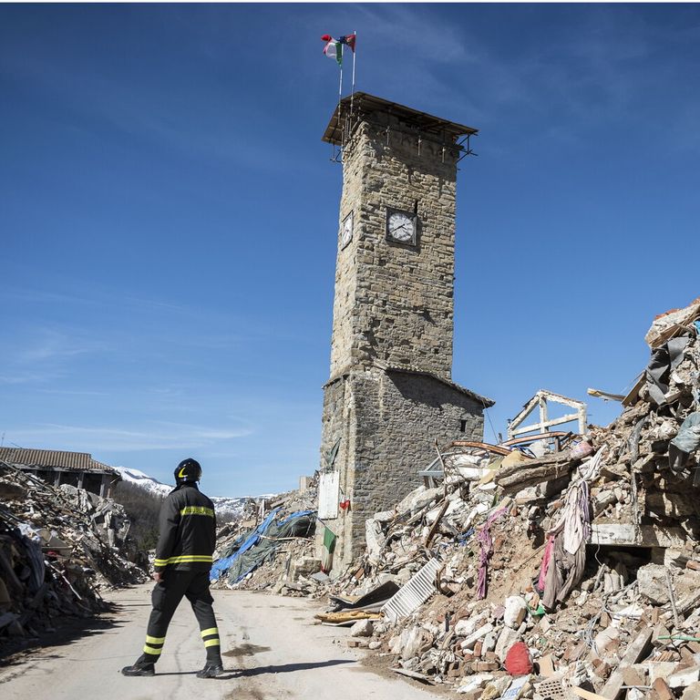 I vigili del fuoco ad Amatrice
