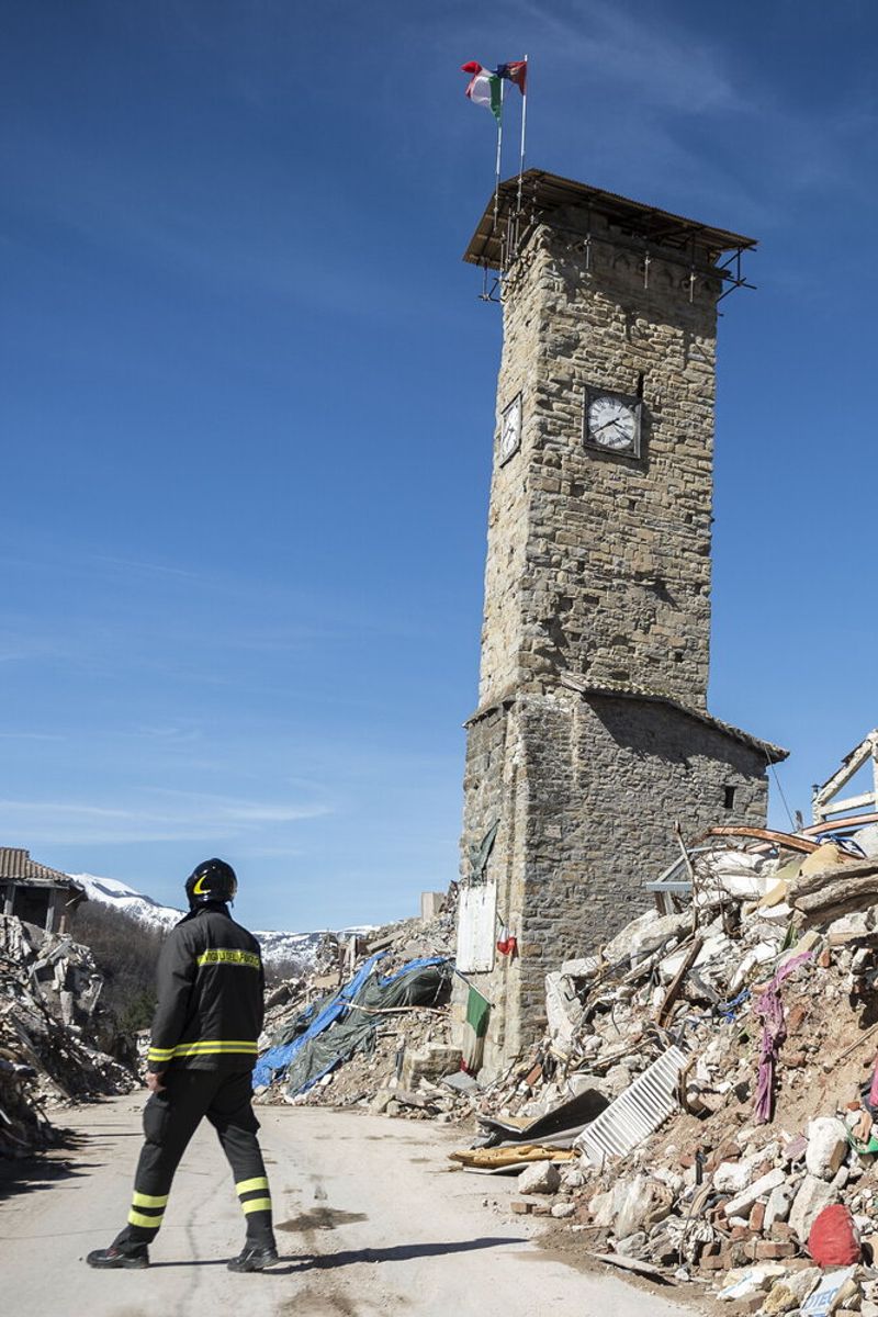 I vigili del fuoco ad Amatrice