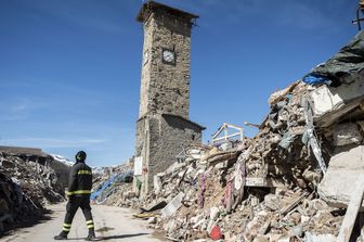 I vigili del fuoco ad Amatrice