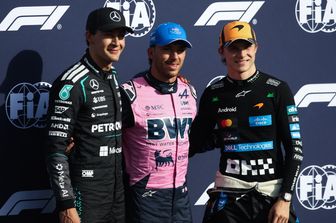 Da sinistra: George Russell, Pierre Gasly e Oscar Piastri al Gran Premio d'Italia di F1 a Monza
