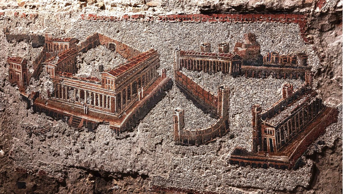Un particolare del Grande Mosaico alle Terme di Traiano