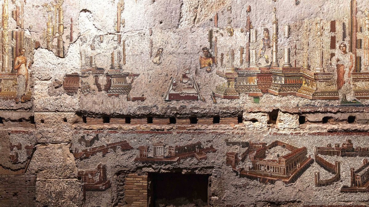 Un particolare del Grande Mosaico alle Terme di Traiano