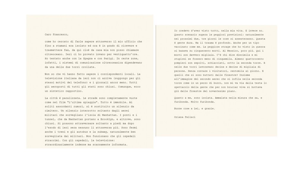 La lettera di Oriana Fallaci