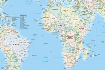 L'Africa secondo la nuova mappa del mondo disegnata da Equal Earth nel 2018
