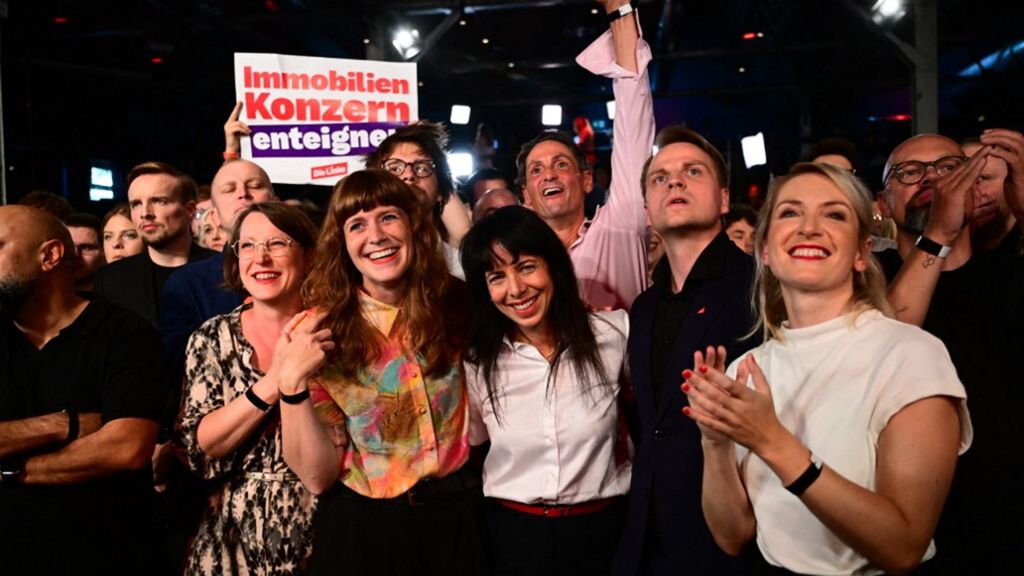 Berlino: Sostenitori e membri del partito Die Linke