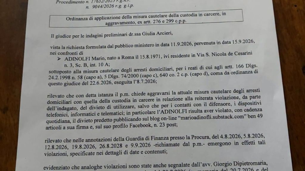 Scrive troppi post su Fb e sul blog, Adinolfi va in carcere