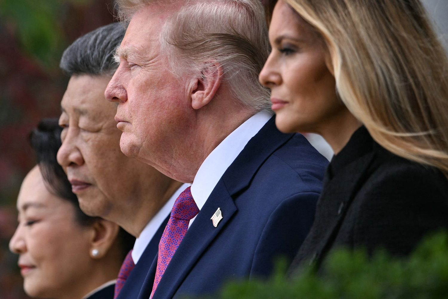 Melania e Donald Trump insieme a Xi Jingping e alla moglie Peng Liyuan