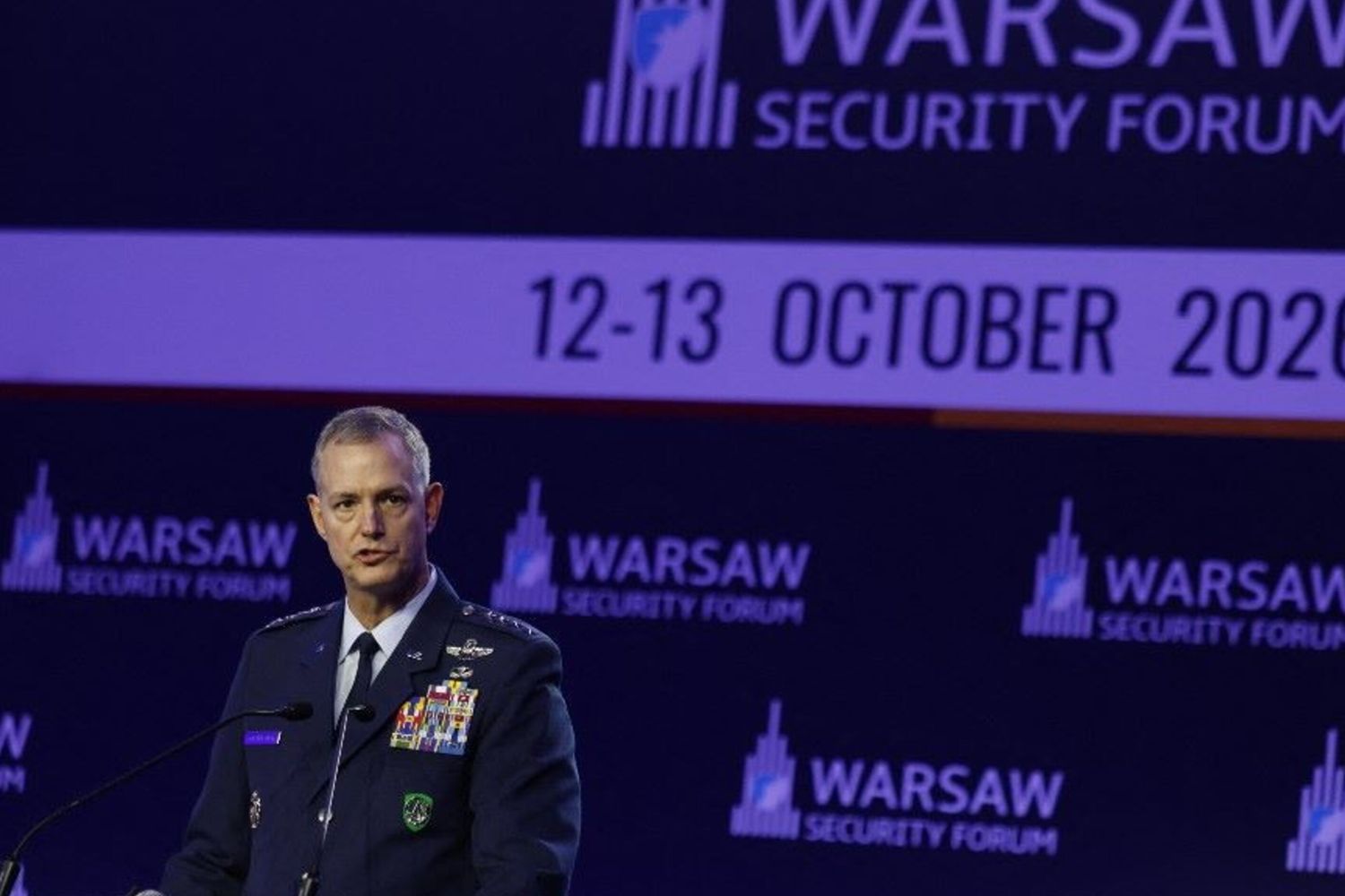 Il Comandante Supremo della Nato in Europa, Alexus Grynkewich al forum sulla sicurezza di Varsavia il 12 ottobre 2026