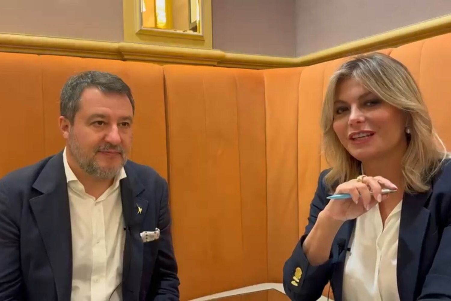 Matteo Salvini, vicepremier e ministro delle Infrastrutture e Trasporti e Rita Lofano direttore dell'AGI