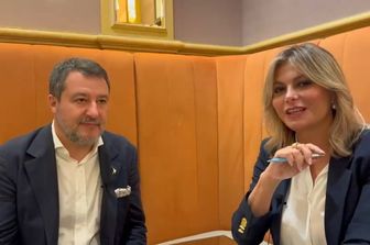 Matteo Salvini, vicepremier e ministro delle Infrastrutture e Trasporti e Rita Lofano direttore dell'AGI