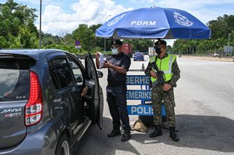 posto di blocco della Polizia a Kuala Lumpur in Malesia&nbsp;