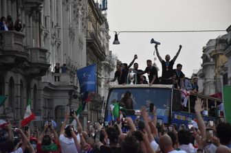 I festeggiamenti nel centro di Roma della nazionale Italiana di calcio per la vittoria degli Europei&nbsp;