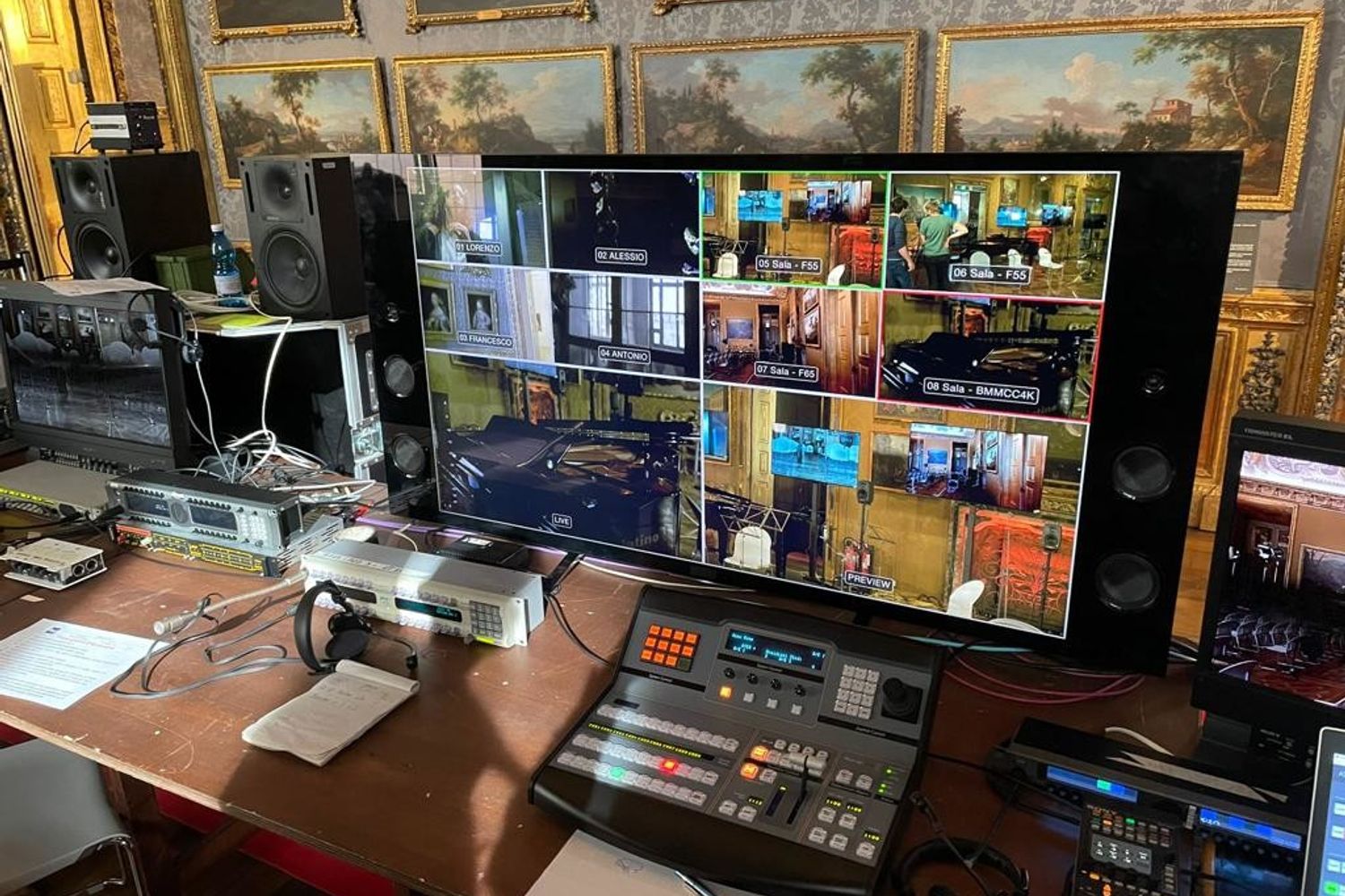 La regia allestita nel Palazzo Madama di Torino per il concerto con tecnologia 5G&nbsp;