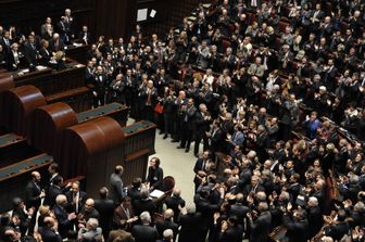 Il momento dell'elezione di Sergio Mattarella nuovo presidente della Repubblica &nbsp;