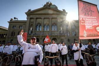 Manifestazione davanti al Palazzo Federale a Berna in Svizzera&nbsp;