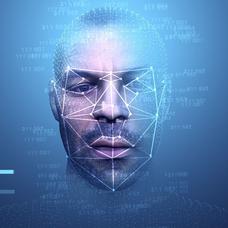 Intelligenza artificiale e riconoscimento facciale, illustrazione