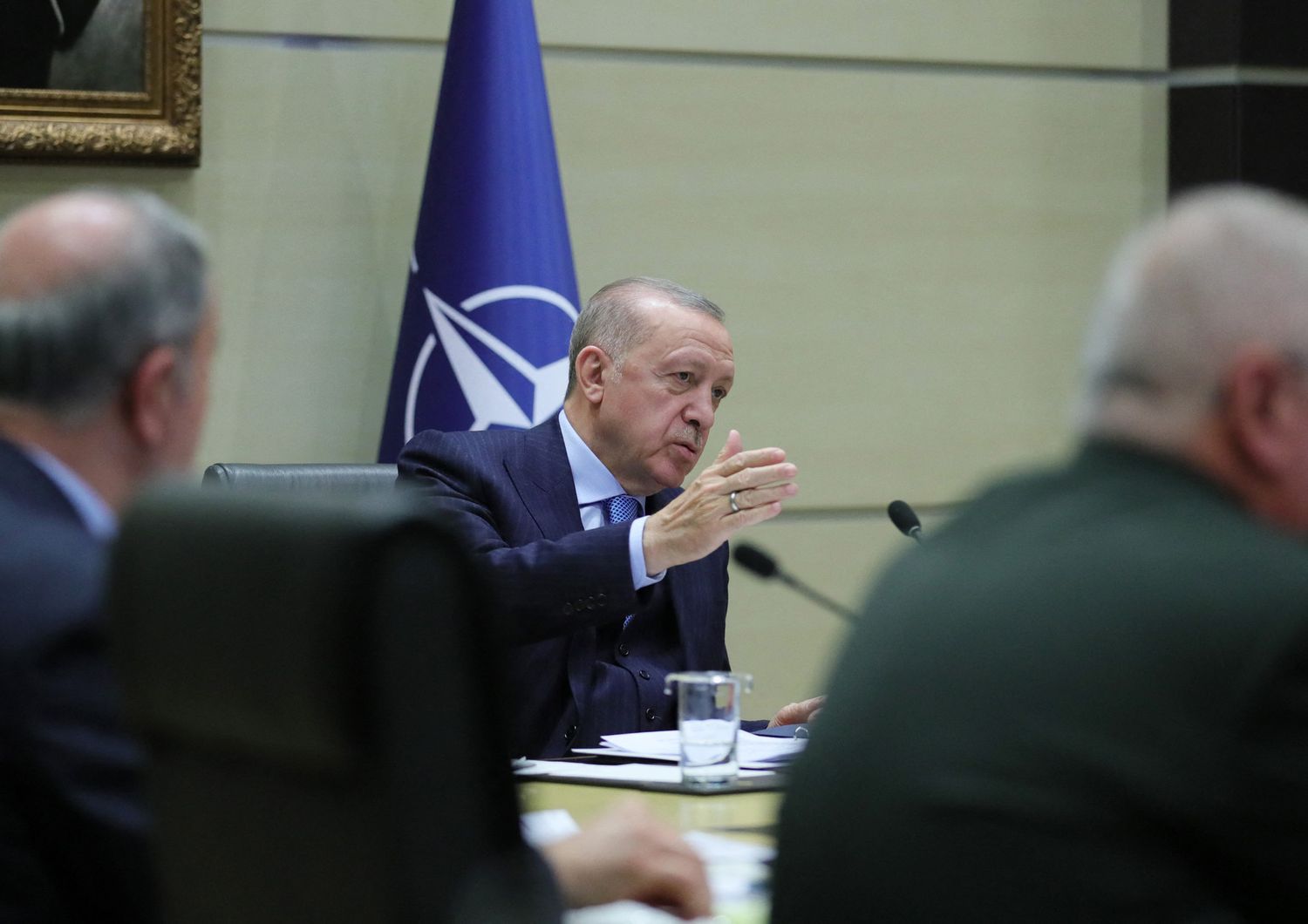 Il presiente della Turchia Recep Tayyip Erdogan nella riunione della Nato&nbsp;