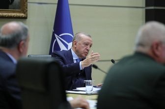 Il presiente della Turchia Recep Tayyip Erdogan nella riunione della Nato&nbsp;