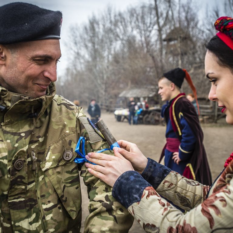 Un soldato della&nbsp;Legione georgiana in Ucraina che sta combattendo i russi