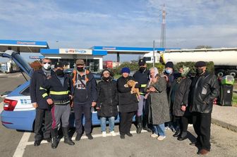 Un gruppo di rifugiati ucraini sordomuti sull'Autostrada A21&nbsp;