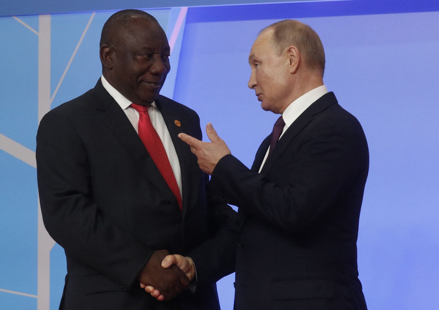Incontro tra Putin e il presidente sudafricano,&nbsp;Cyril Ramaphosa, nel 2019