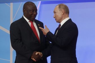 Incontro tra Putin e il presidente sudafricano,&nbsp;Cyril Ramaphosa, nel 2019