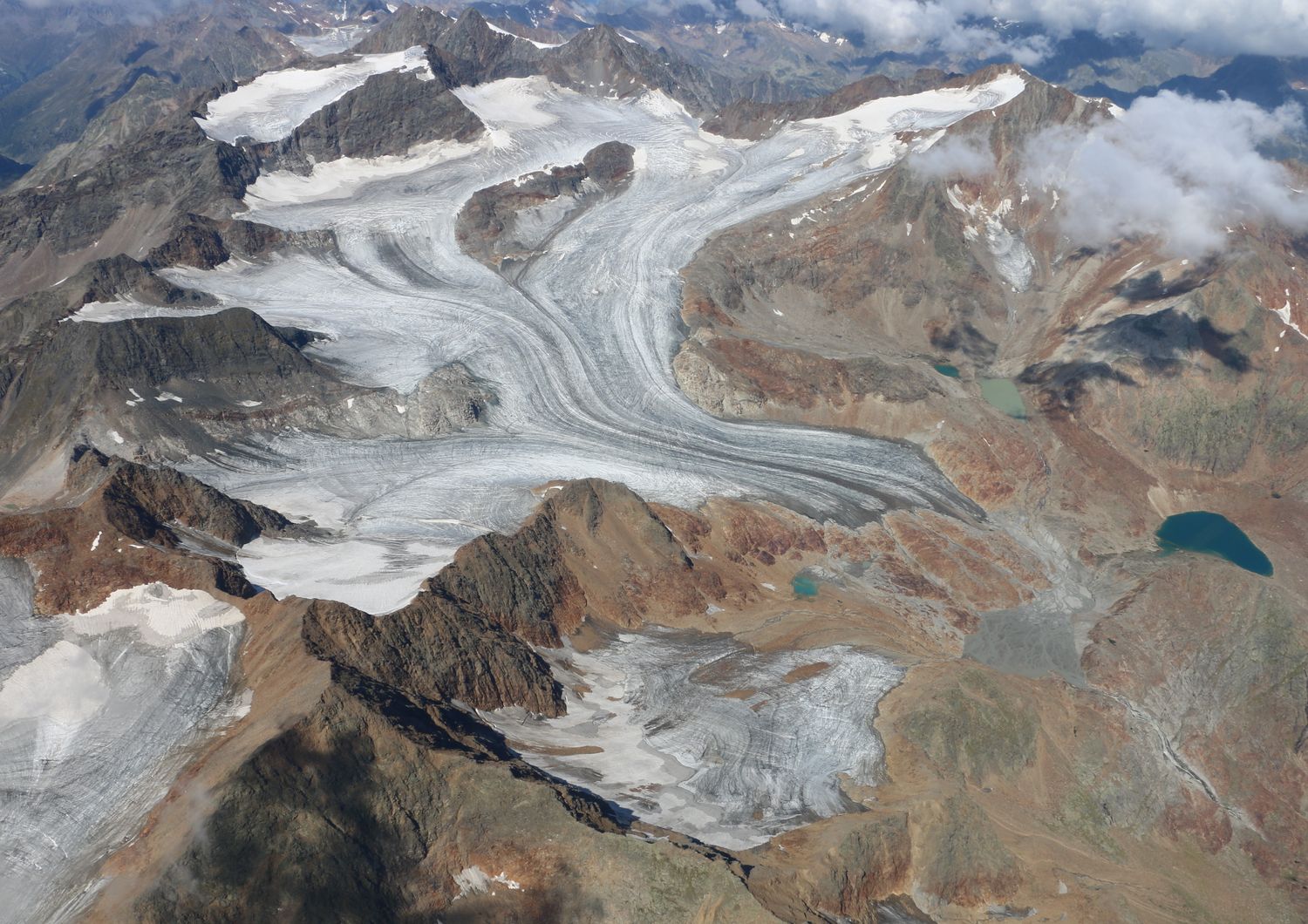 Il ghiacciaio di Malavalle in Alto Adige ai confini con l&rsquo;Austria, fine estate del 2020