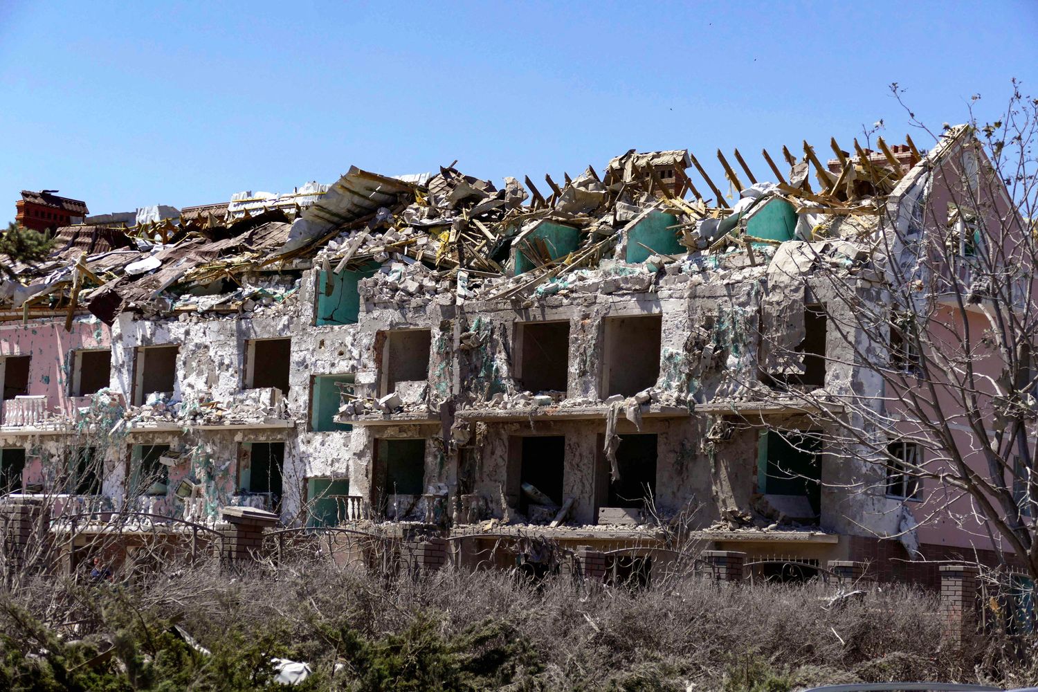 Una palazzo distrutto dai missili russi a&nbsp;Serhiivka, nella regione di Odessa