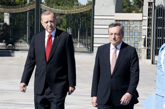 Il premier Mario Draghi e il presidente della Turchia Recep Tayyip Erdoğan &nbsp;