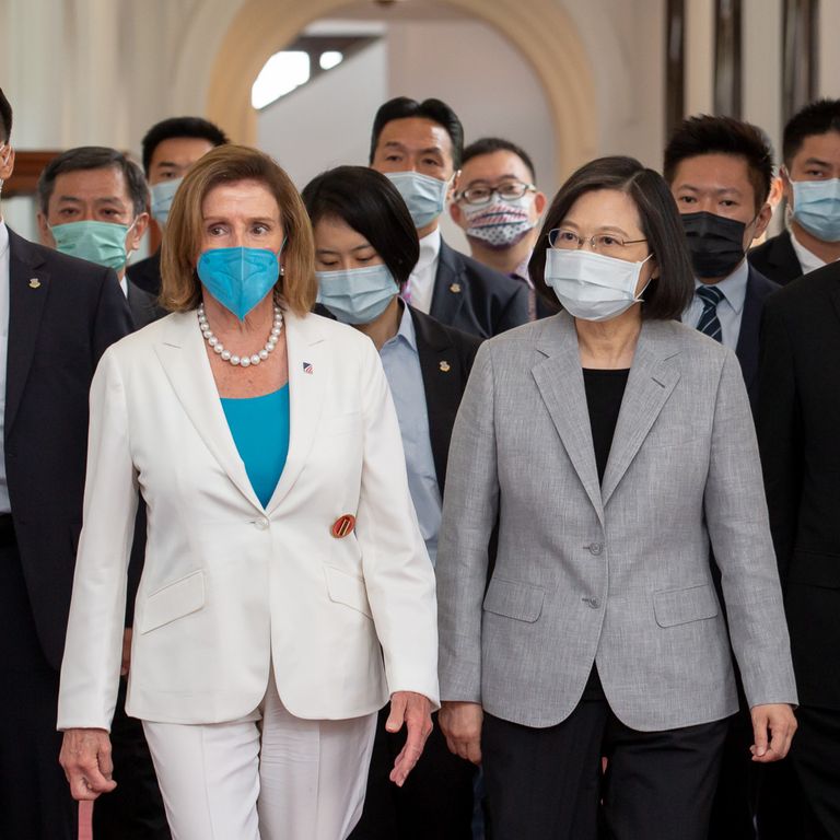 La speaker della Camesa Usa Nancy Pelosi con&nbsp;con la presidente di Taiwan Tsai Ing-wen