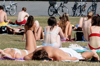 Ragazzi prendono il sole al parco&nbsp;